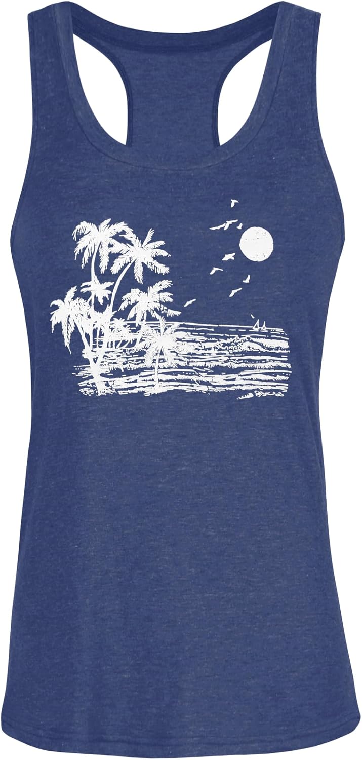CHICALLURE Womens Tank Tops Racerback Summer Shirts Round Neck Sleeveless Graphic Tees
