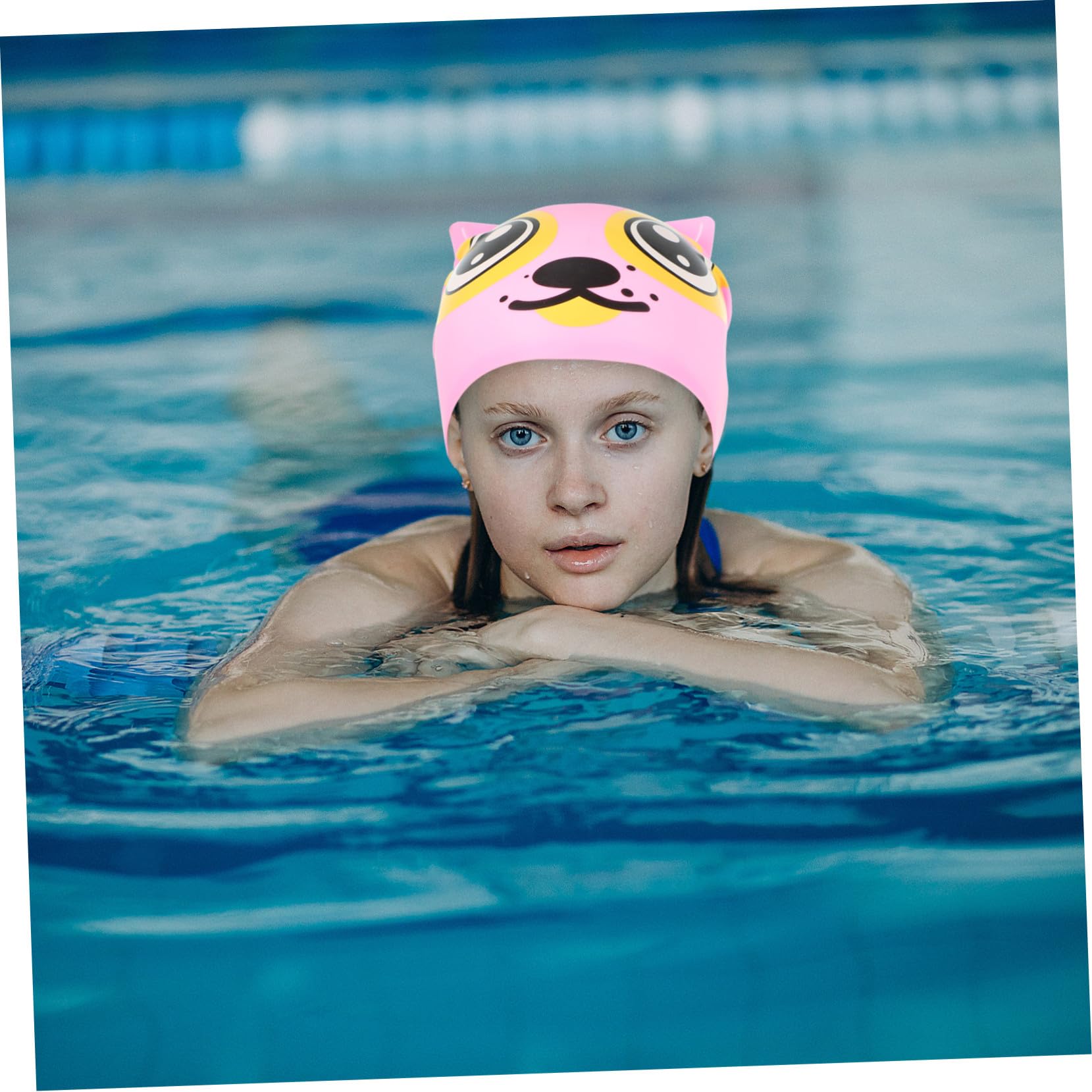 VANZACK 6pièces Bonnet De Bain Silicone pour Garçon Fille Casquette De Natation Forme De Chiot Aléatoire Ou Confort Et Cheveux pour Et