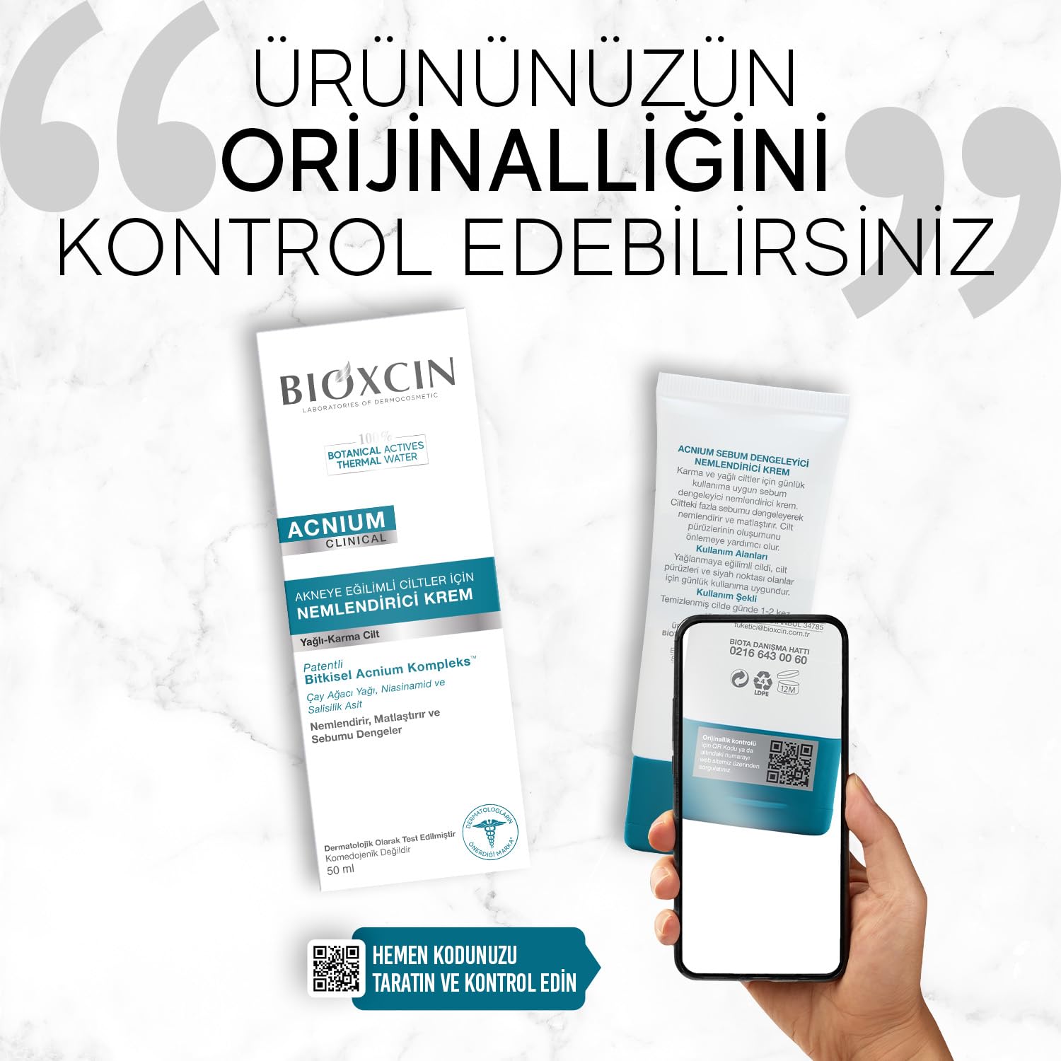Bioxcin Acnium Sebum Dengeleyici Nemlendirici Krem 50 ml – Yağlı ve Akneye Eğilimli Ciltler İçin Hafif Nemlendirici (4 paketi)