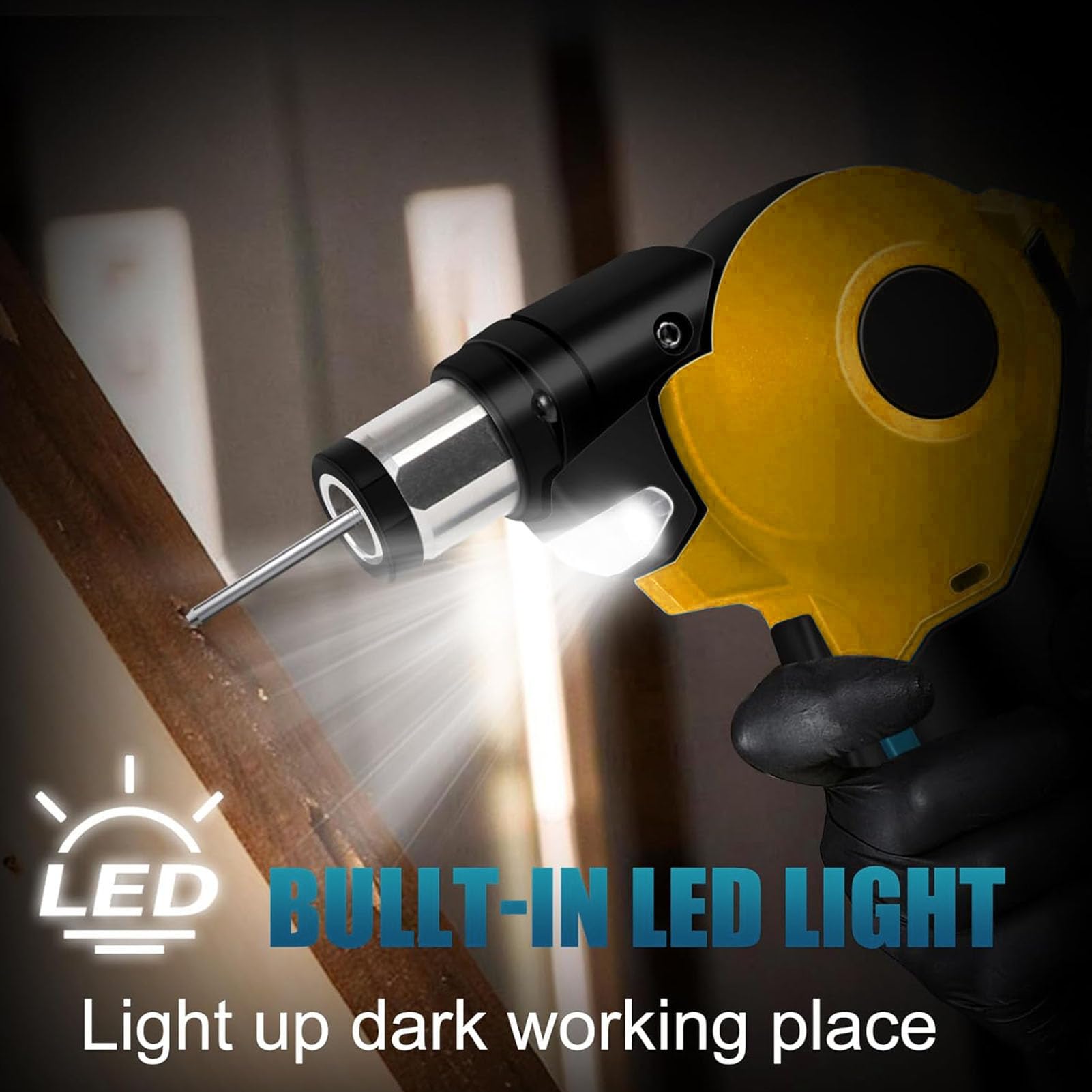 Cryfokt Cloueuse électrique sans Fil, Kit de Marteau Automatique avec Moteur sans Balais et Lumière LED pour le Travail du Bois, Compatible avec DCB203BT