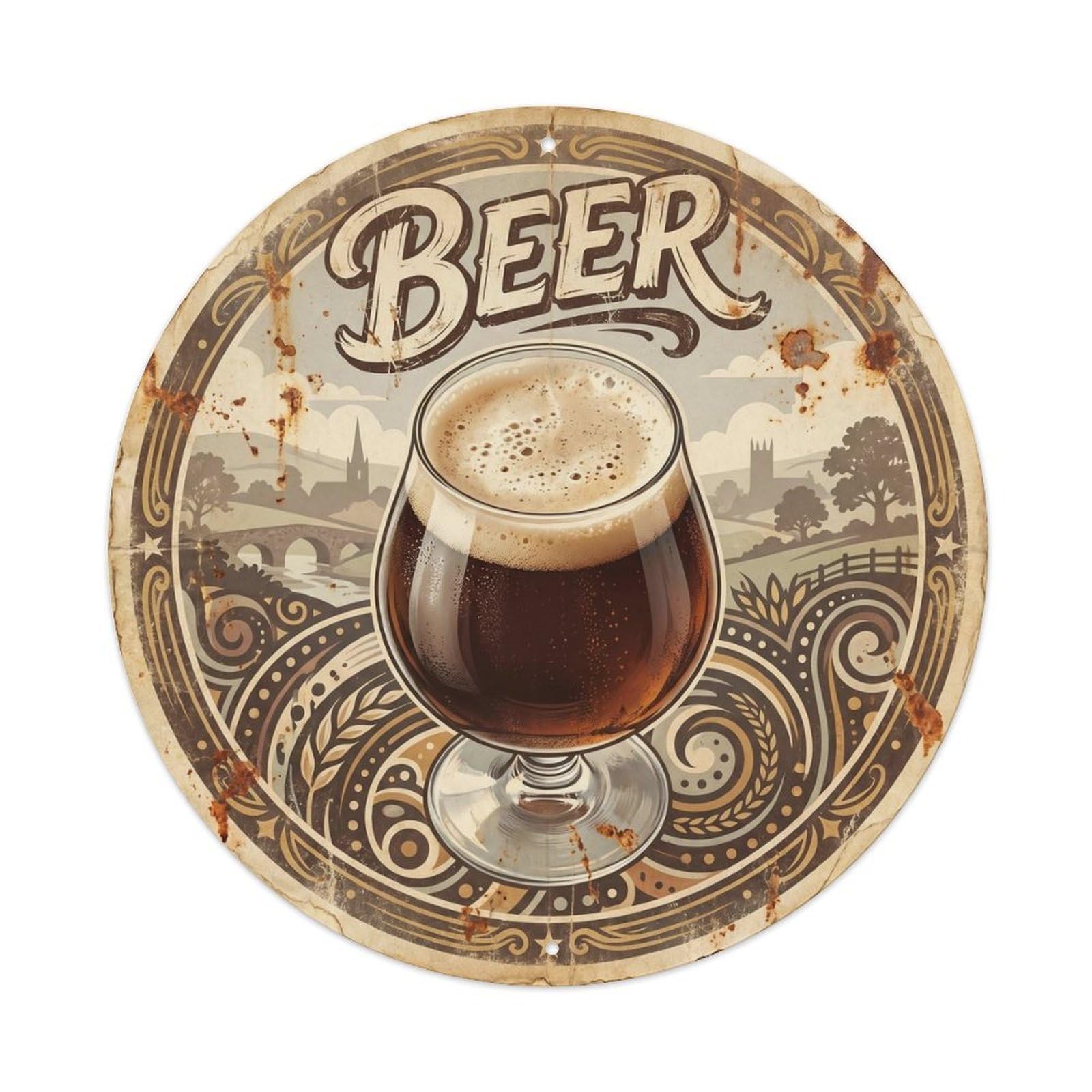 Okahys 8X8inch Classic Style Beer Drink Culture British Travel Ale House 1950S Diner Metal Tin Sign