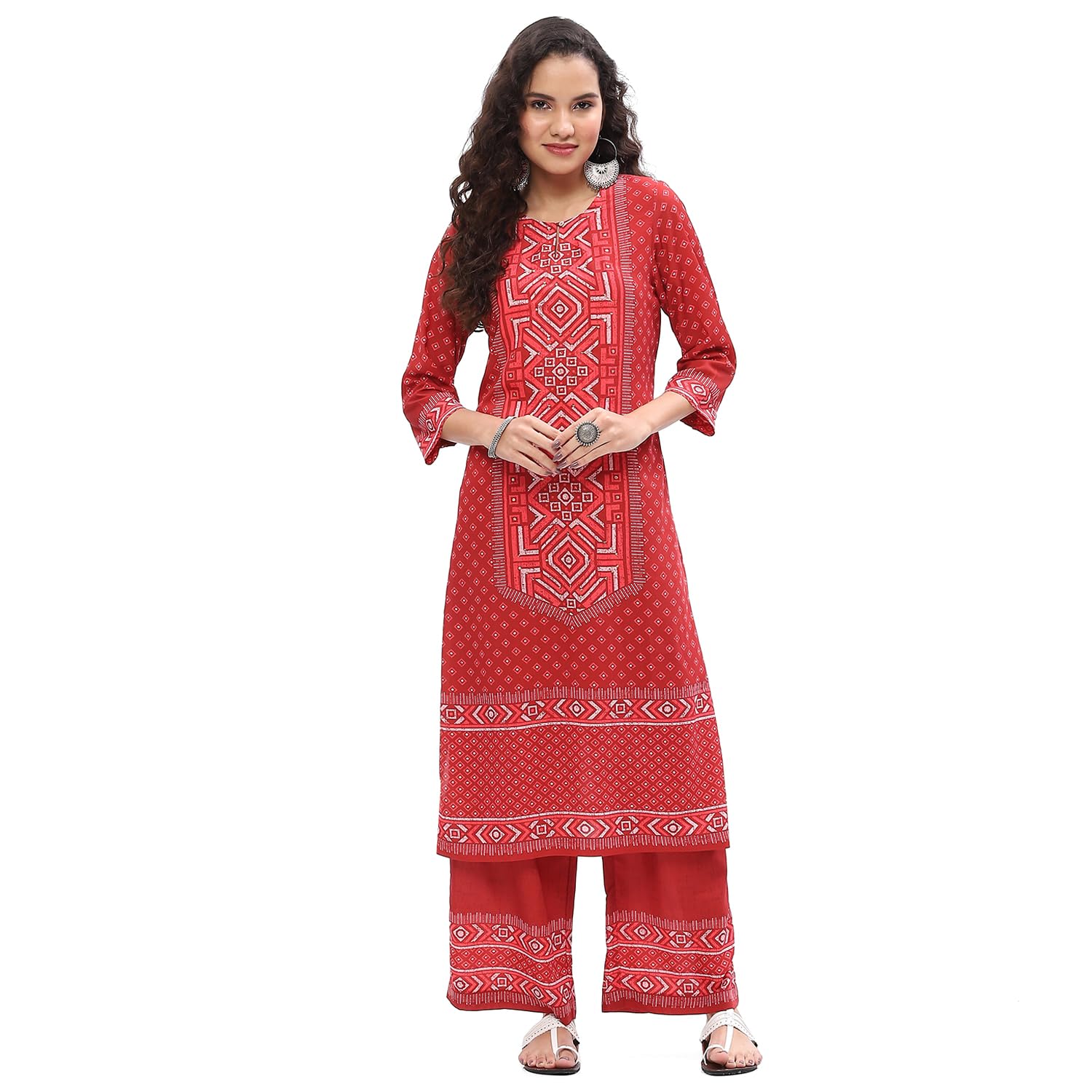 biba Women Crepe Printed Straight Kurta Set-picture-30