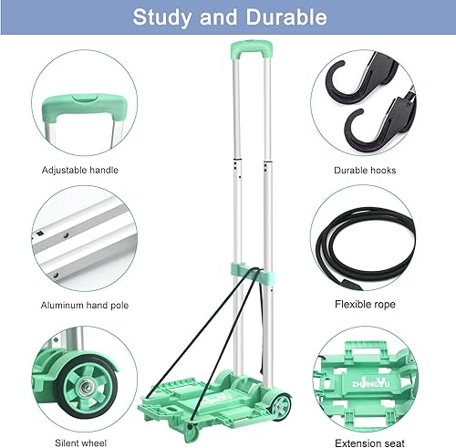 Miniatura 2 de ZHJINGYU Carro plegable del carro de la mano, carro de compras plegable, mini carro de mano ligero, carretilla de mochila, carro de equipaje,