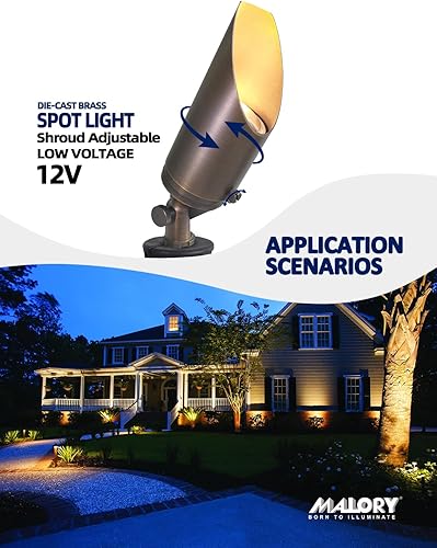 Miniatura 3 de MALORY - Conjunto de 4 focos de paisaje de latón con bombilla LED MR16 de 5 W (S03), iluminación de paisaje exterior de bajo voltaje de 12 V CACC,