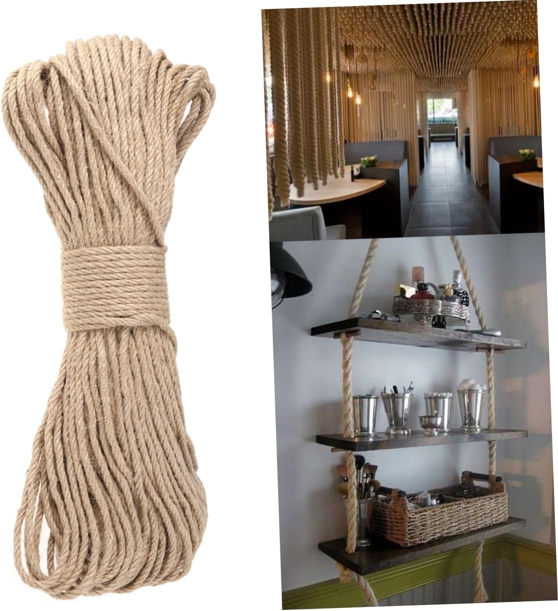 OSALADI 100m Twisted Jute Cord String Natural Twine for Arts Decorations Gardening DIY Projects