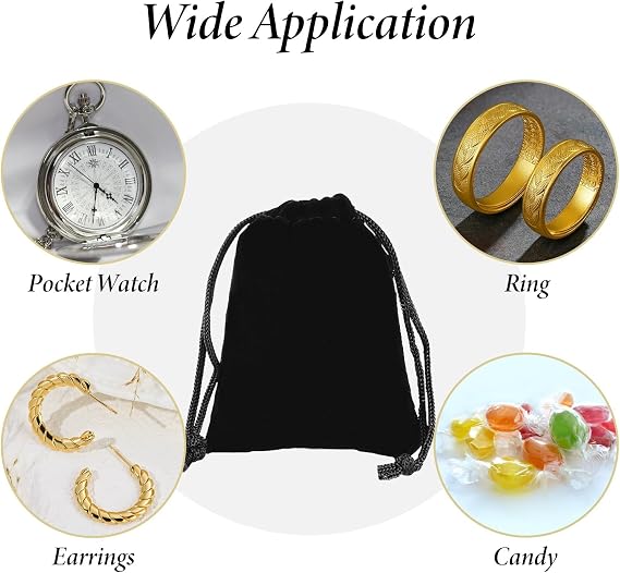 10Pcs Jewellery Pouches,Black Small Jewellery Bags,Velvet Pouches Drawstring,Ring Pouch Wedding Favors,Luxury Jewelry Gift Packaging Bag for Anniversary Valentine Day,Travel Organize for Earring,7x9cm