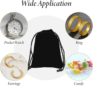 10Pcs Jewellery Pouches,Black Small Jewellery Bags,Velvet Pouches Drawstring,Ring Pouch Wedding Favors,Luxury Jewelry Gift Packaging Bag for Anniversary Valentine Day,Travel Organize for Earring,7x9cm