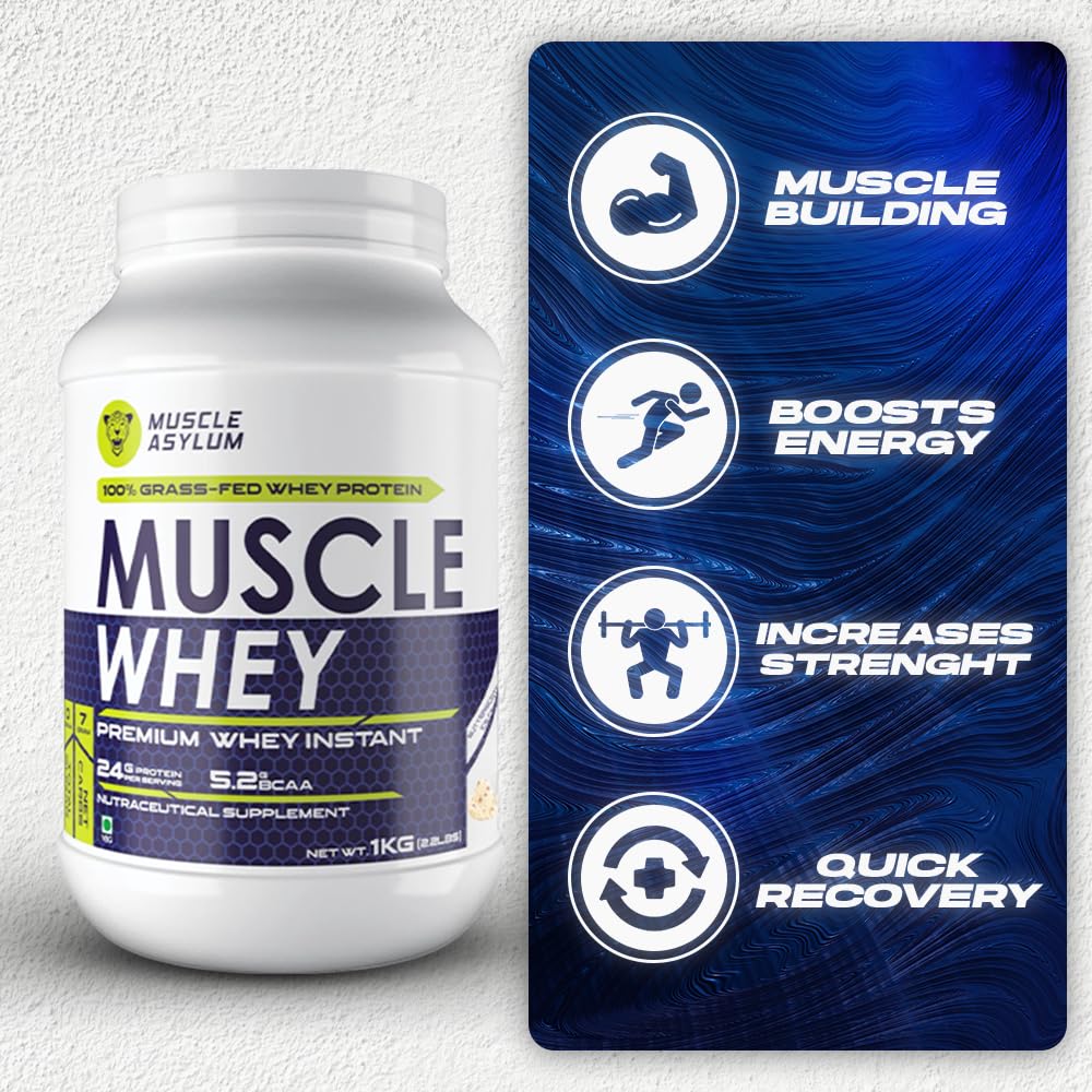 Muscle Asylum Premium Whey Protein | 1kg, 25 Servings | Butterscotch Ice Cream | With Genuine Lab Reports | Body Building & Recovery | Increased Muscles 4