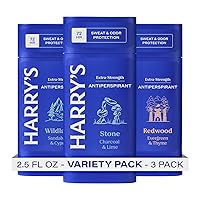 Vista 1 de Harry's Extra-Strength Antiperspirant Deodorant, Sweat & Odor Control Antiperspirant for Men, Variety Pack - Stone, Redwood, Wildlands, 2.5 oz Pack