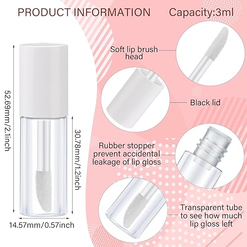 Miniatura 48 de Patelai 100 unidades de mini tubo de brillo de labios transparente, rellenable, vacío, bálsamo labial, contenedores de brillo, botellas Negro -,Oro