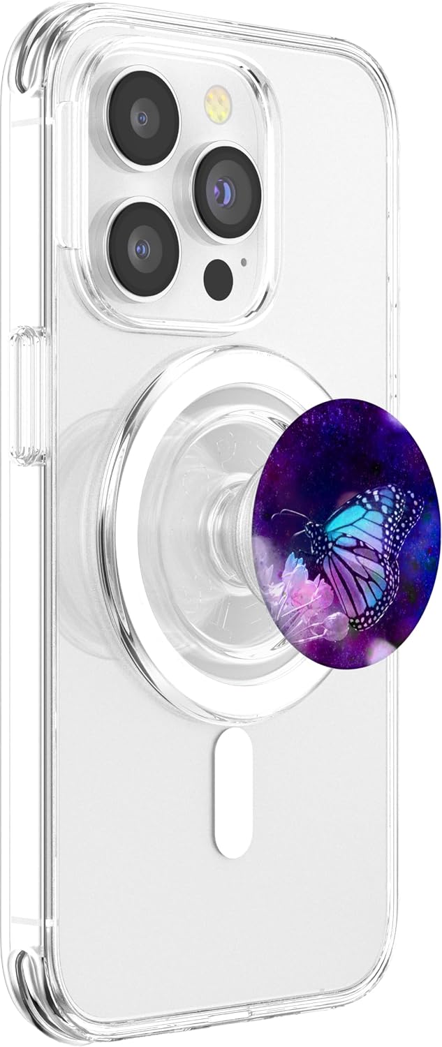 Butterfly Animal Dark Purple Galaxy Wings Nature Design PopSockets PopGrip: Swappable Grip for Phones & Tablets PopSockets PopGrip for MagSafe