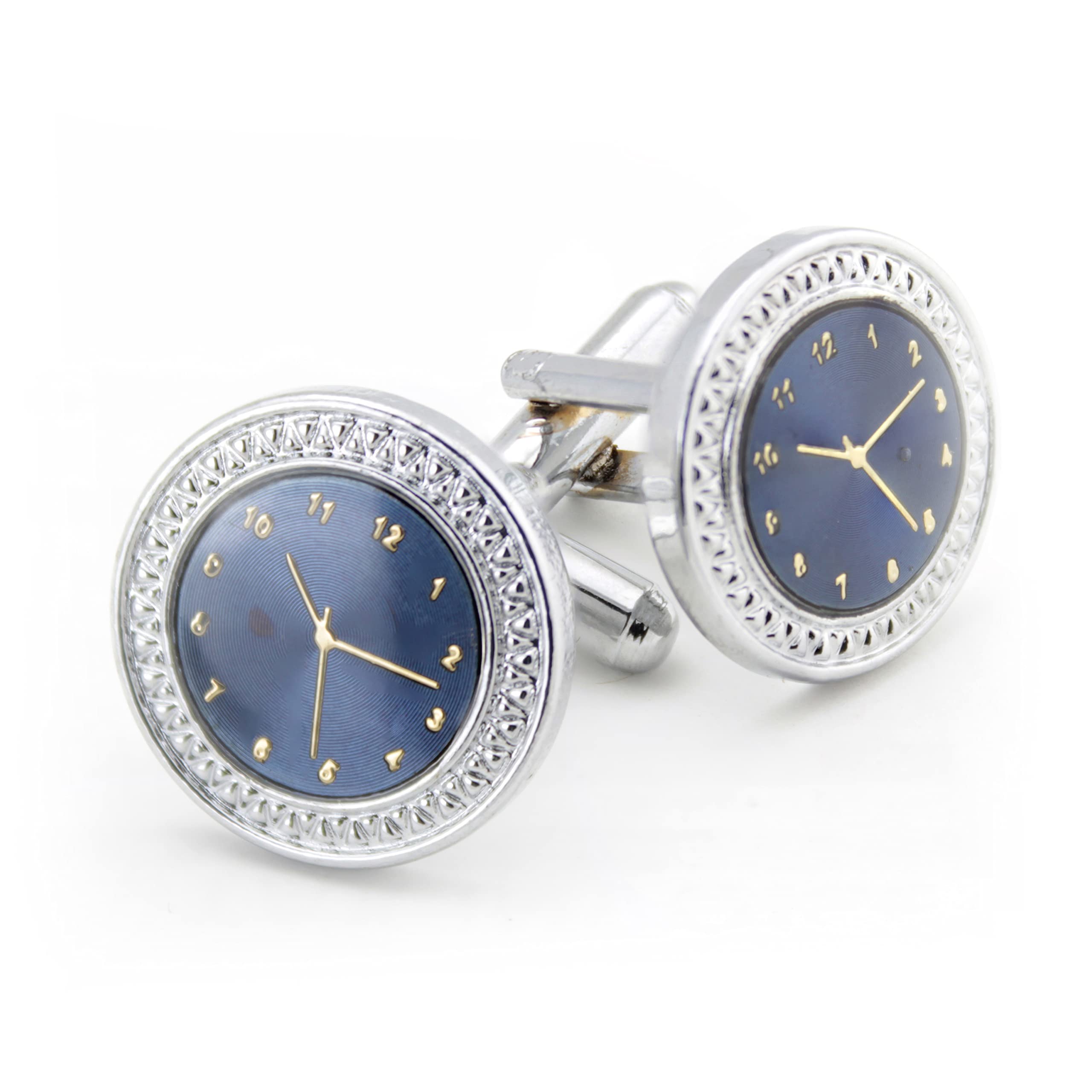 Kavove The Clock Blue & Silver Cufflink For Men (B0B9HWN27T) Amazon Price History, Amazon Price Tracker