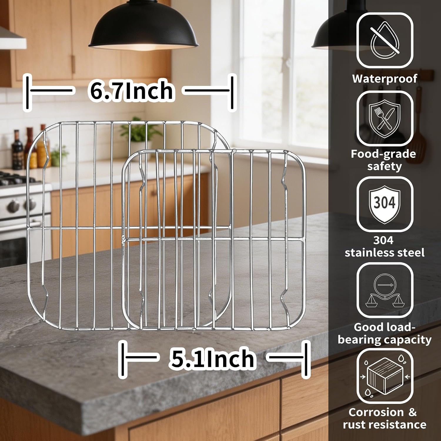 Square Air Fryer Rack with 100 parchment paper for Ninja Crispi Rack, Rack Replacement for Ninja Crispi Pro Accessories Stainless Steel Tray, Grill Racks Fits 4QT & 6 Cup Glass Container image 3