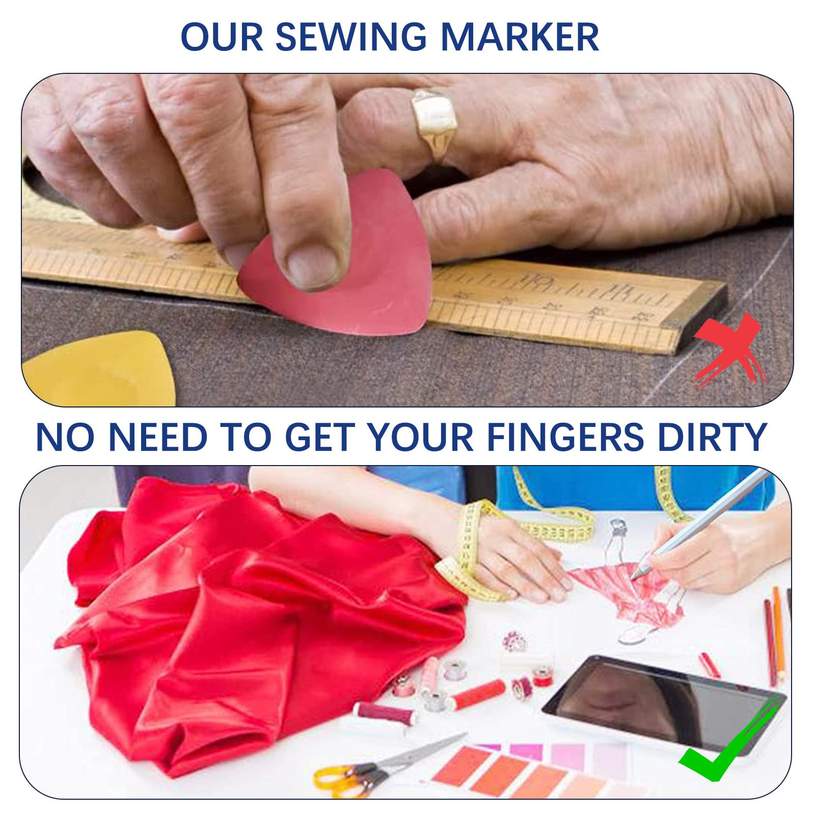 12 Matite Gesso Per Cucito - Pennarelli Segna Tessuti Per Sarti E Hobbisti