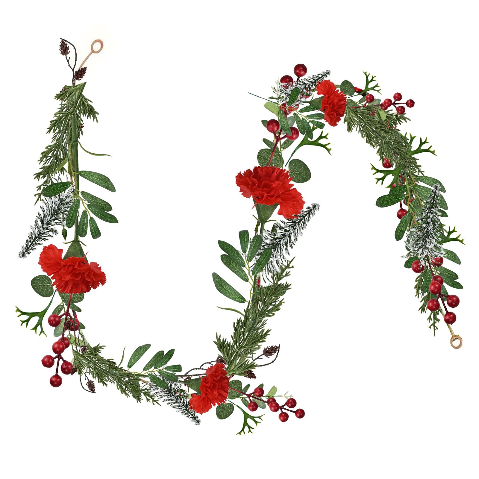 44 Stück Künstliche Blumenstrauß, Weihnachtsblumen Künstlich, Künstliche Pflanzen mit Beeren, Tannenzapfen, Rote Nelke, Künstlich Weihnachtsstrauß für Adventskränze Girlanden, Weihnachtszweige Deko