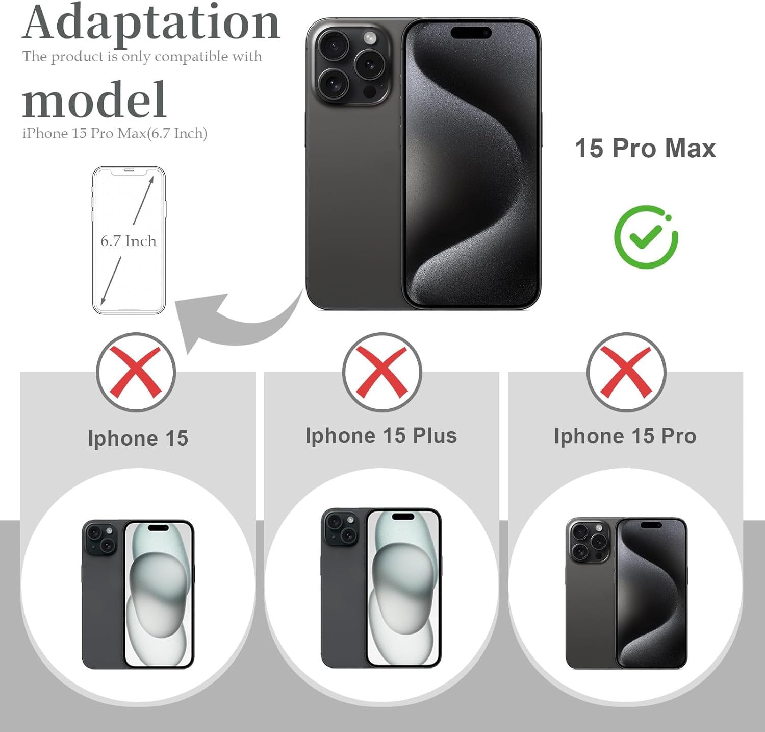Back Glass Replacement for iPhone 15 Pro Max(6.7 inches,Black Titanium) Integrated Glass & Wireless Charging Repair Tools are Included