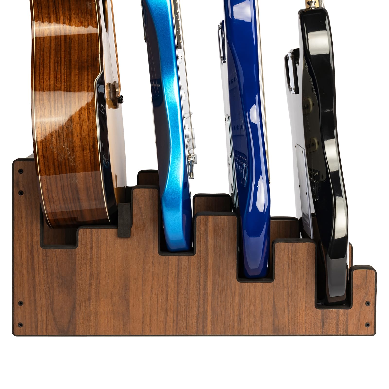 STRICH Support De Guitare En Bois Pour Plusieurs Guitares, Couleur Noyer, L-3E1AW (Pour 3 Guitares Électriques + 1 Guitare Acoustique)