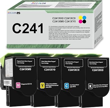 C241 Toner Cartridge Extra High-Yield Replacement for Lexmark C241XK0 C241XC0 C241XM0 C241XY0 Compatible for Lexmark C2425 C2535 MC2425 MC2535 MC2640 Printer-4Pack