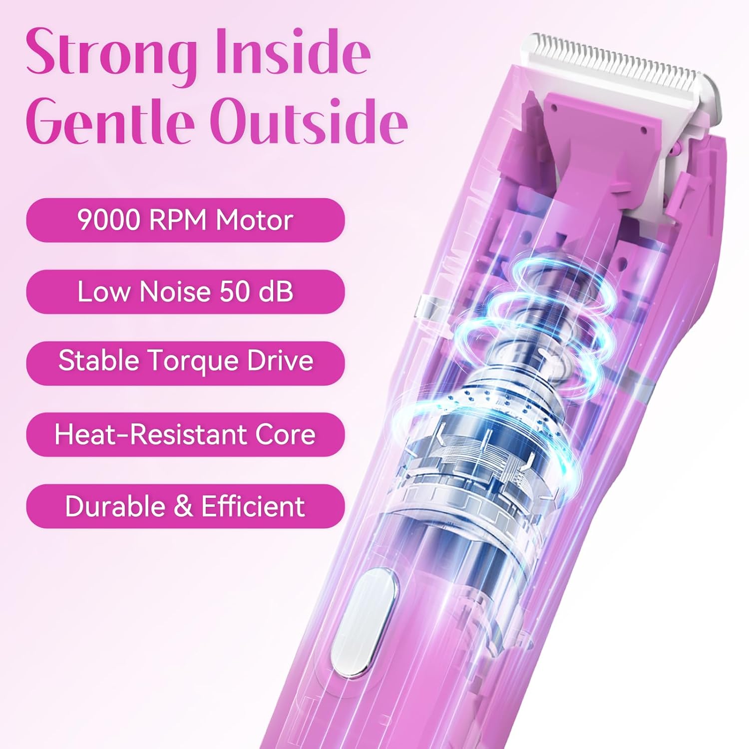 Bikini Trimmer for Women 5-in-1 Electric Razors IPX7 Waterproof Shaver Ceramic Blade Painless Pubic & Facial Hair Remover (Hot Pink) - Image 3