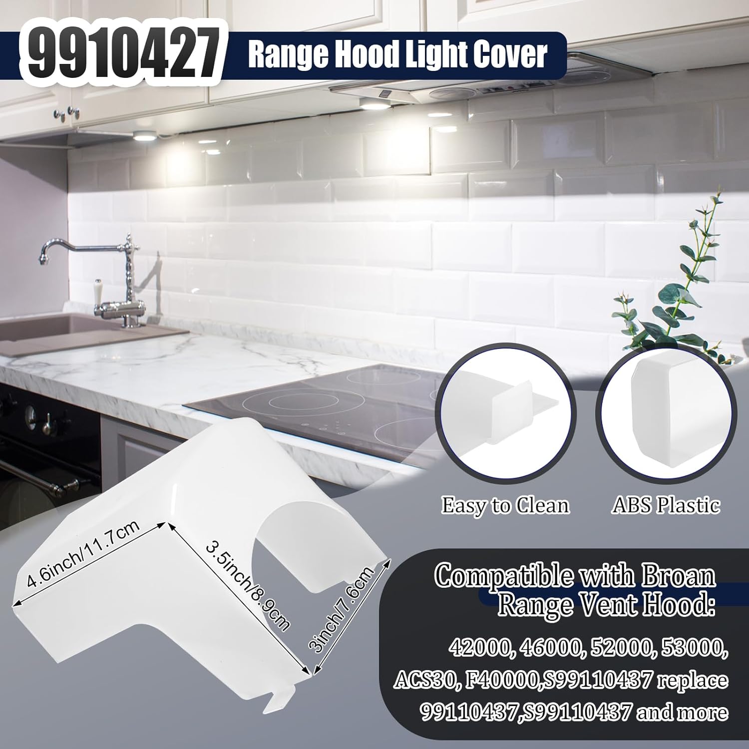 VIHOSE 97012248 Range Hood Fan Motor Replacement S99110437 99110437 Range Hood Light Lens Cover 97007696,97005687 Range Hood Grease Mesh Charcoal Carbon Combo Compatible with Broan Nutone 41000 Models