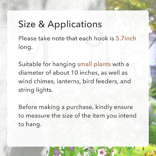 Miniatura 5 de Paquete de 2 perchas resistentes de 5.7 pulgadas para plantas al aire libre, soportes de hierro para colgar plantas en el exterior, ganchos de metal