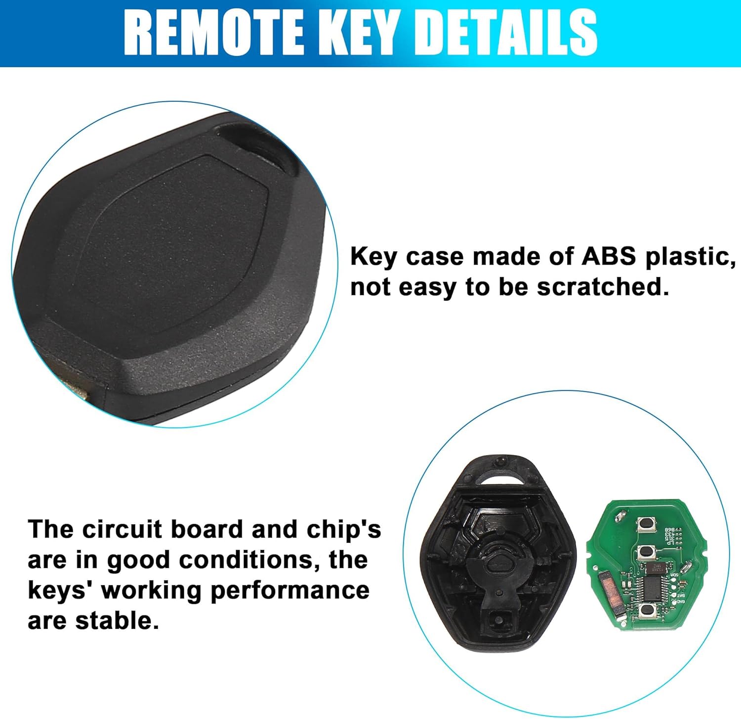 X AUTOHAUX 3 Key Buttons 868MHz Keyless Entry Remote Car Key Fob for 5 Series, Black - Image 5