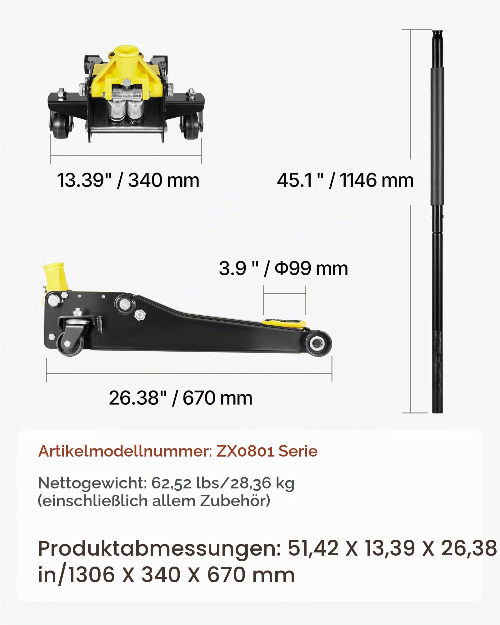 VEVOR Rangierwagenheber Wagenheber mit niedrigem Profil 2 t, Doppelkolben-Schnellhubpumpe, 75-505 mm Hubbereich, hydraulische Wagenheber für Sportwagen, Limousinen Rennwagenheber