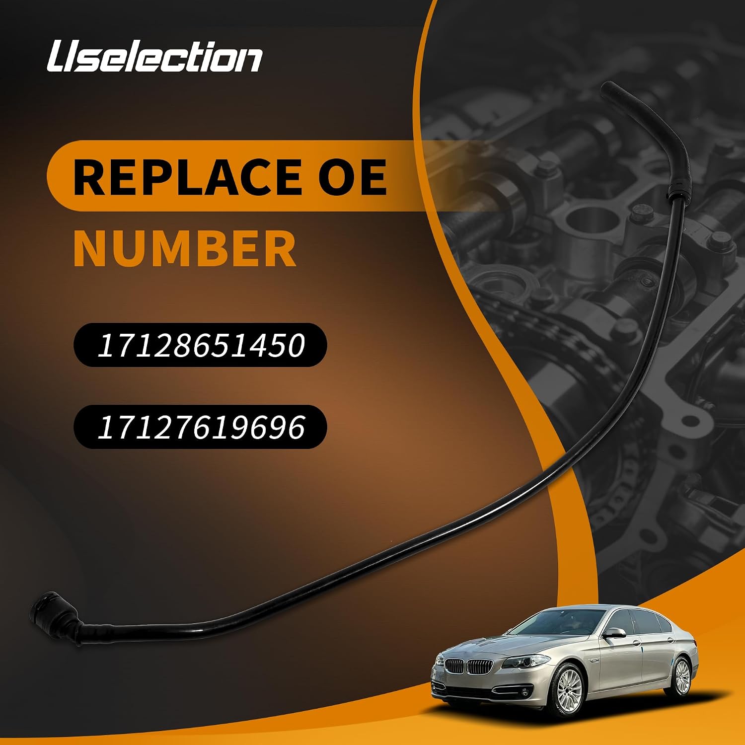 17128651450 Radiator Expansion Tank Vent Line Hose Fit for BMW 5 Series 528i 520i F11/F10/F07 2010 2011 2012 2013 2014 2015 2016 2017 Sedan Version Travel Edition # 17127619696