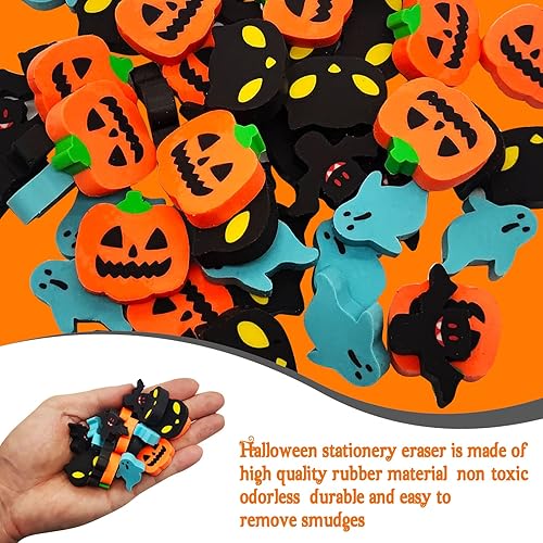 Miniatura 2 de Mini borradores de Halloween para niños, 4 estilos, lindos borradores de calabaza, fantasma, murciélagos, recuerdos de fiesta, relleno de bolsas de