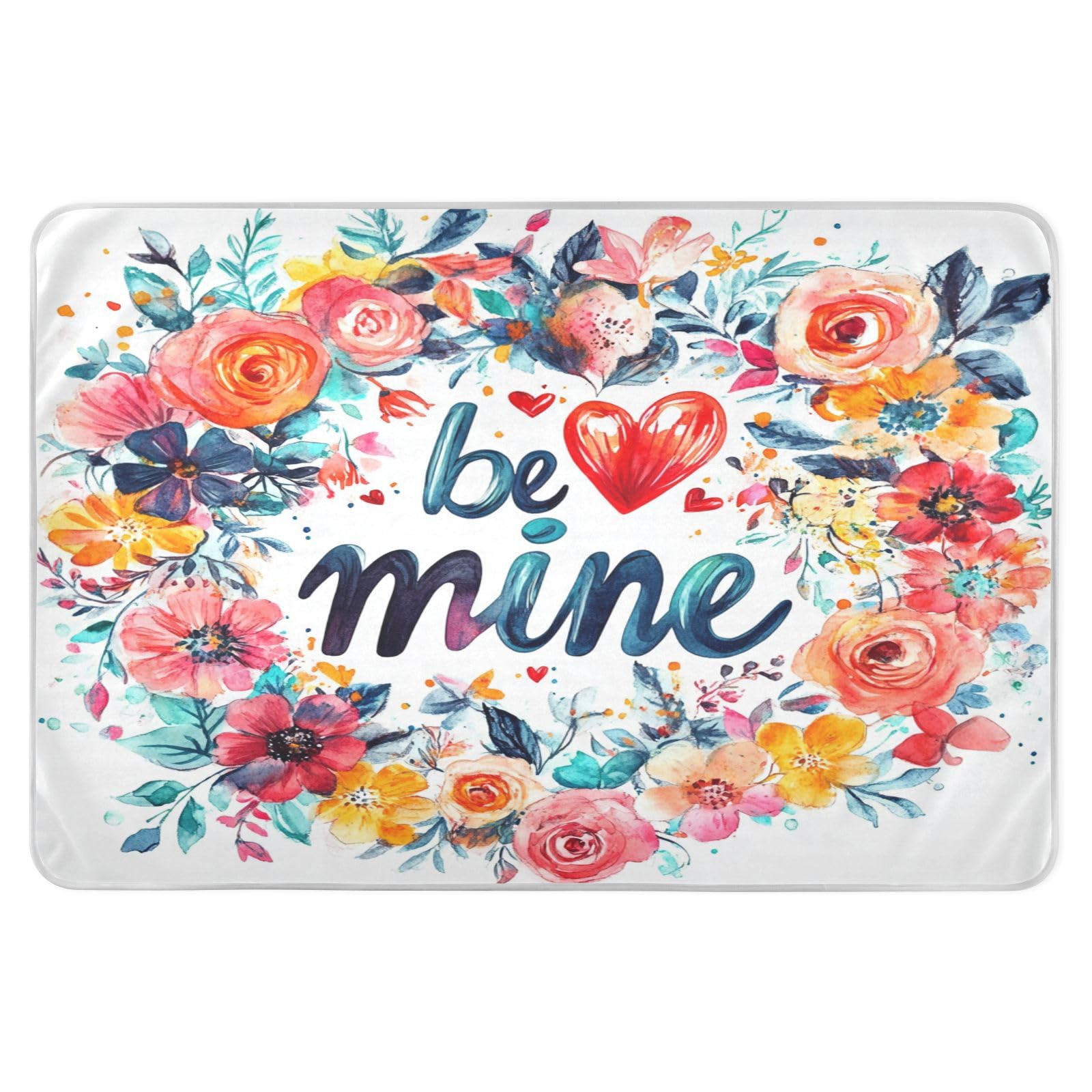 Extra Large Resuable Changing Pad Covers Water Resistant Bed Wetting Pad Non-Slip Cradle Mattress for Infant Baby 52x34in Valentines Day Flowers Heart Love Be Mine