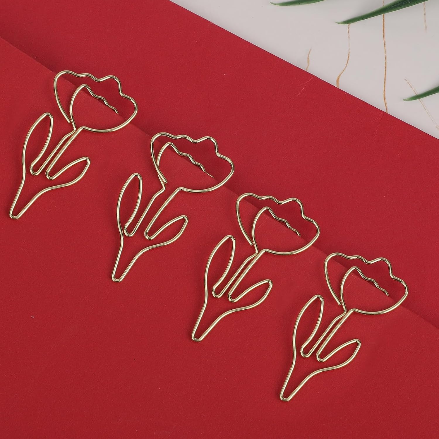 60pcs Flower Shaped Paper Clips, Metal Floral Paperclips in Tulip Shape Stylish Bookmarks Cute Decorative Accessories for Home School Office Wedding Decor image 3