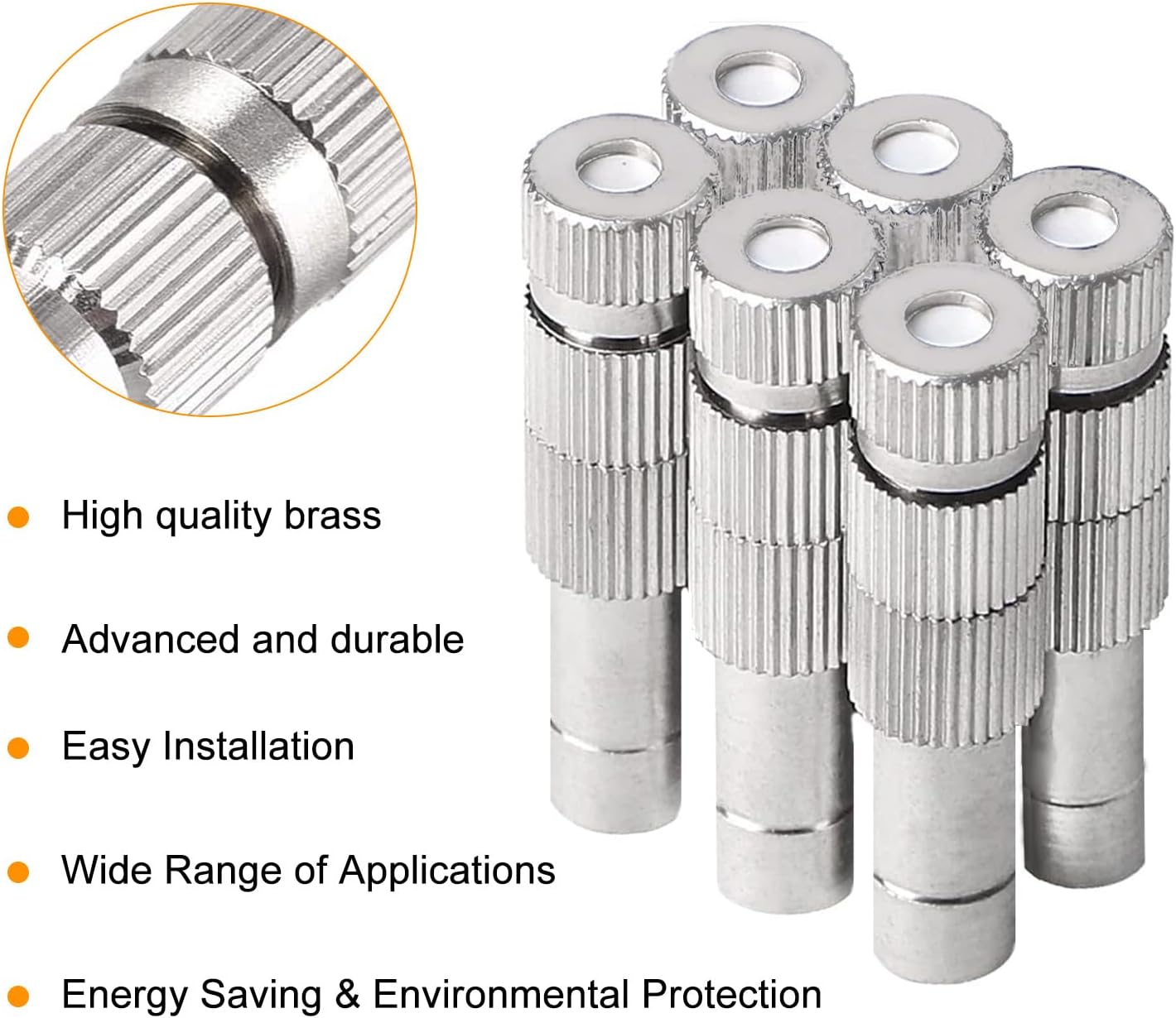 20pcs Brass Mister Nozzles, 6mm Misting Nozzles for Outdoor Cooling System, Landscaping, Air Humidification, Greenhouse Irrigation (with Filter, 0.008"/0.2mm Orifice) image 5