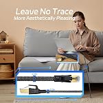 Cat 8 Ethernet Cable 100FT, High-Speed Braided Internet Cable Network Cord with RJ45 Connector 40Gbps 2000Mhz Heavy Duty LAN Cable Shielded Indoor