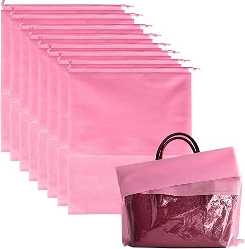 8 bolsas de polvo para bolsos, bolsas de viaje para zapatos, bolsas de almacenamiento con cuerda transparente, a prueba de polvo, bolsa de