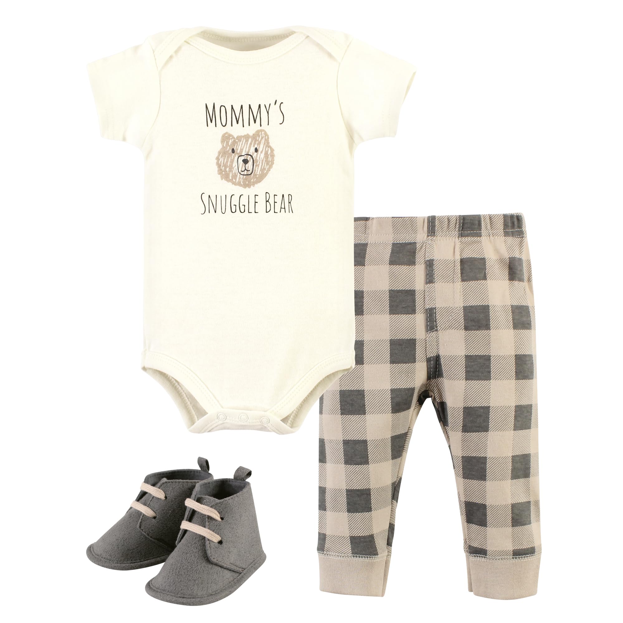 Hudson Baby Unisex Baby Cotton Bodysuit, Pant and Shoe Set