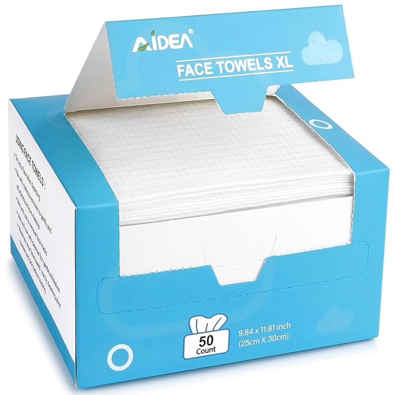 AIDEA Toalhas faciais descartáveis tamanho XL, 50 unidades, 25,0 cm x 30,0 cm