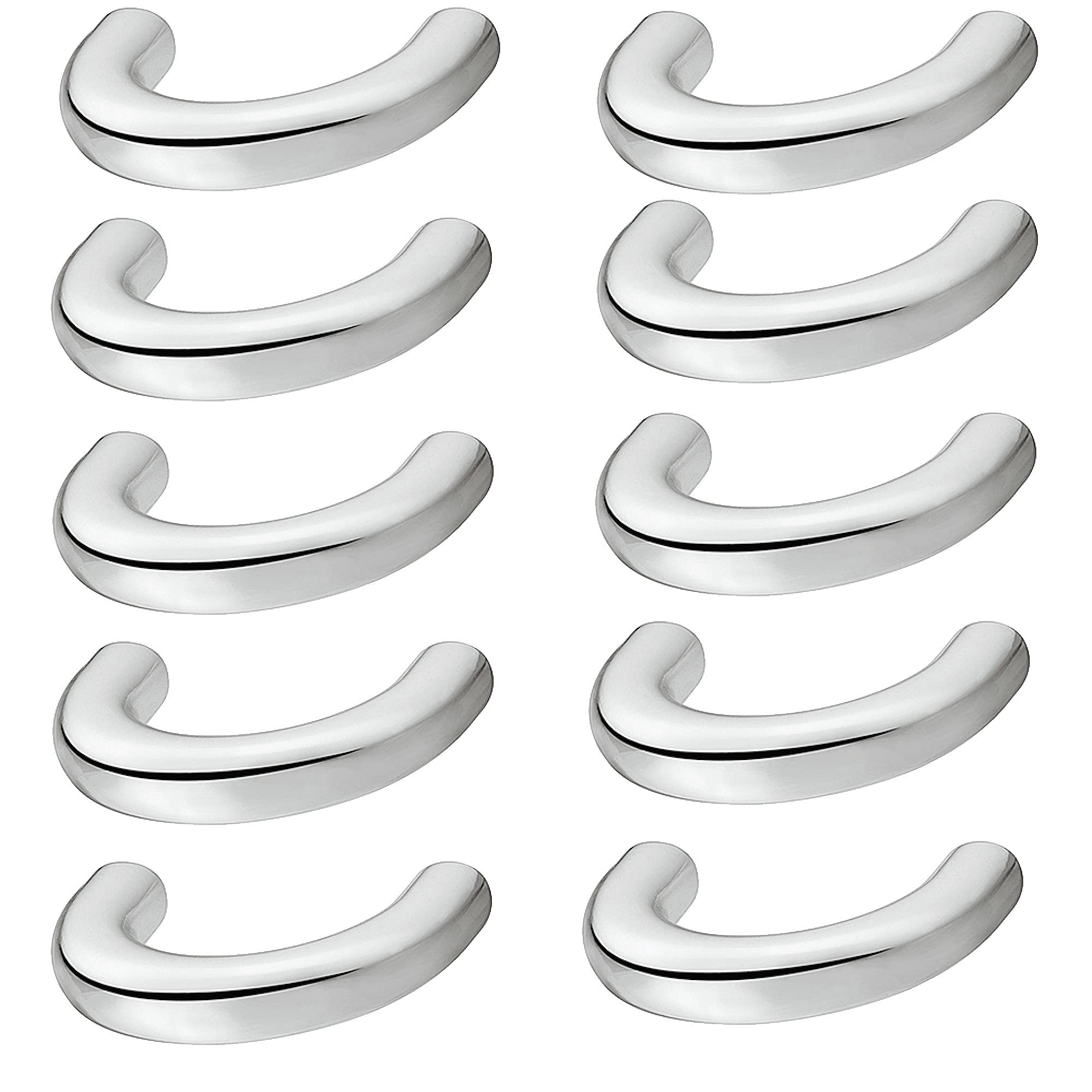 Gedotec Chrome Designer Arch Handle 32 Mm Furniture Handle Polished Drawer Handle - H10139 | Cupboard Handle Curved | Leonie | Metal Handle For Furniture & Dressers | Pack Of 10 Handles With Screws