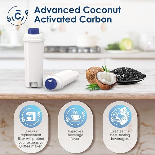 Miniatura 6 de DLSC002 Filtro de agua de repuesto compatible con filtro de máquina de café Delonghi suavizador de carbón activado para De'longhi Magnifica evo,