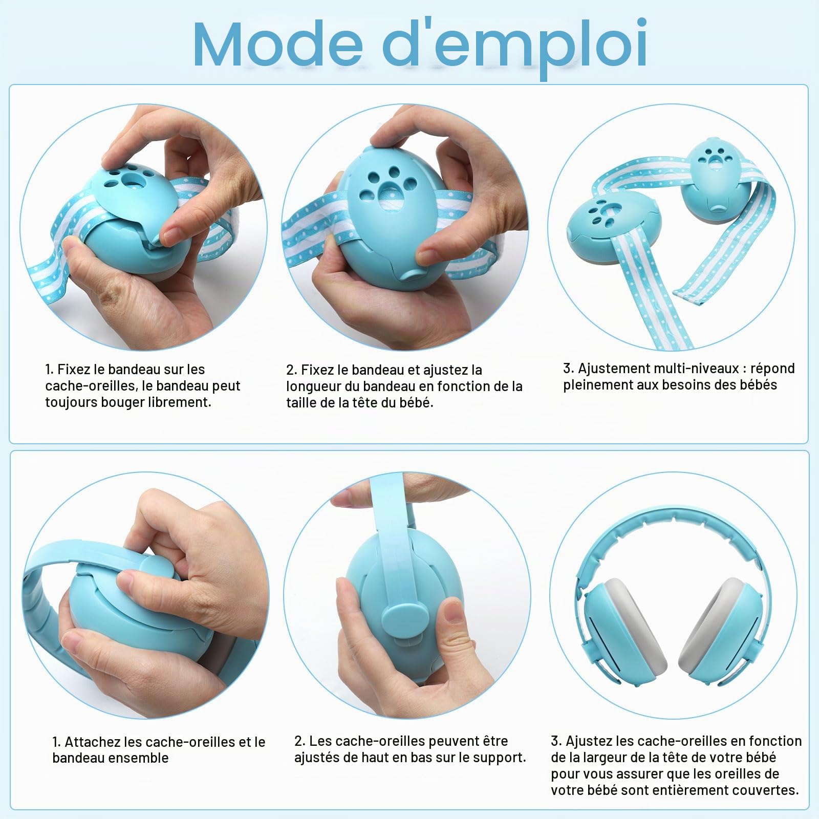 TNSLAND 2 en 1 Casque Anti Bruit Bébé Casque Bébé Anti Bruit Confortable et Réglable Convient pour le Sommeil et les Activités Réglable et Confortable Protection Auditive pour les Enfants de