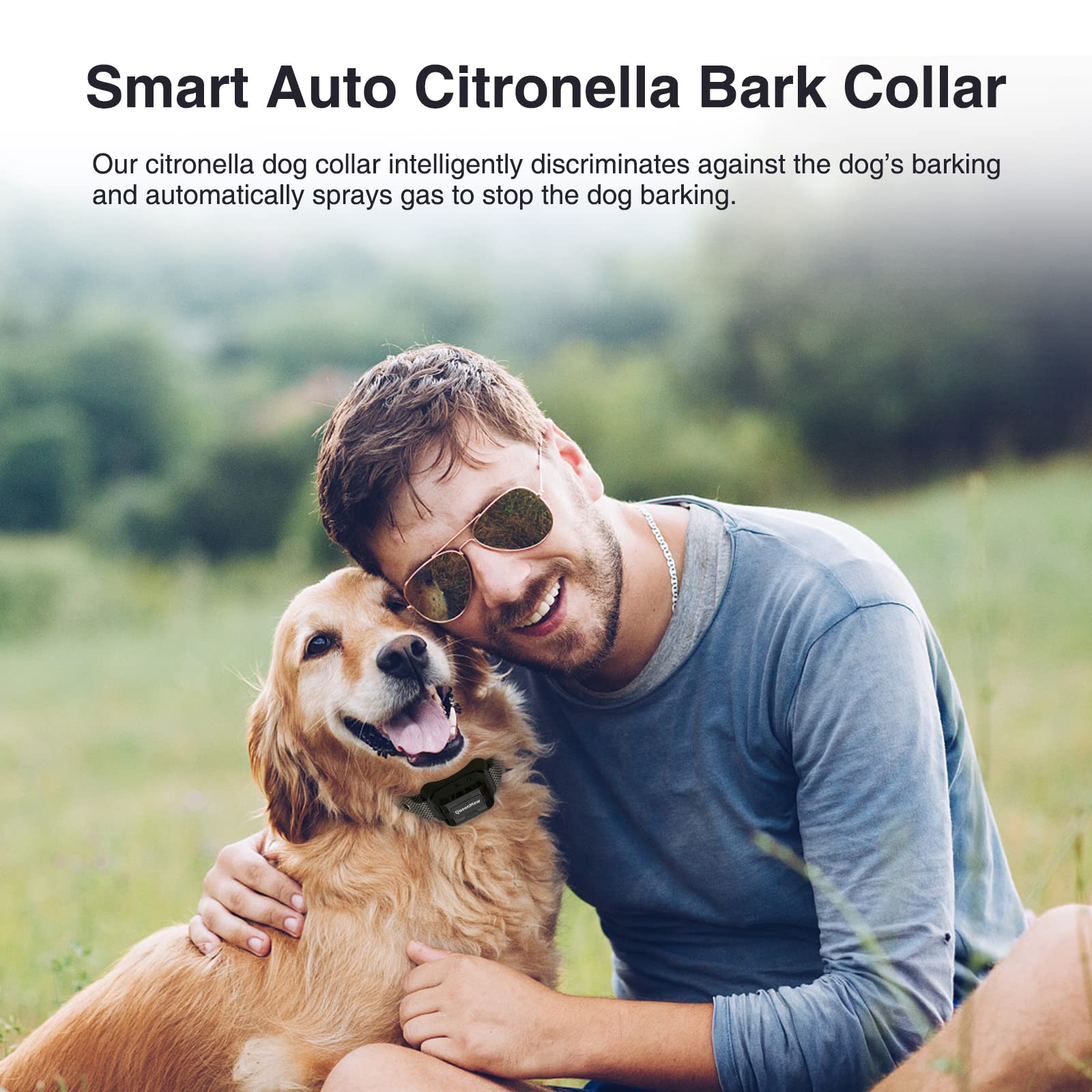 Collare Antiabbaio per Cani, Auto Collare Antiabbaio, Antiabbaio per Cani con 3 Livelli Sensibilità e Spruzzo Regolabili, Collare Anti Abbaio per Cani con 2 Cinghie per Cani di Piccola Grande Taglia