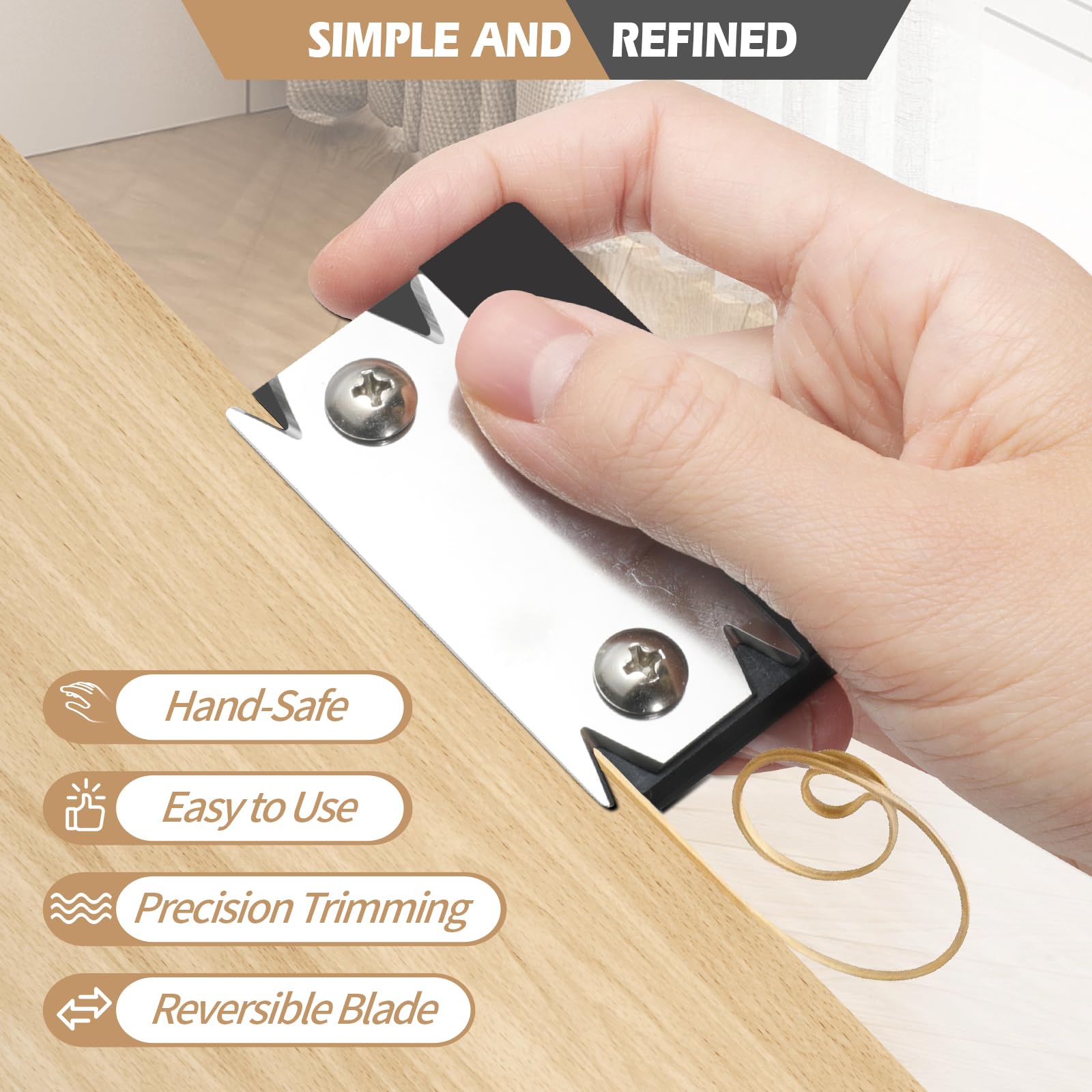 Woodworking Edge Trimmer – Handheld Edge Banding Cutter With 2 Stainless Steel Blades, Solid Wood Base, For Deburring, Chamfering & Veneer Trimming