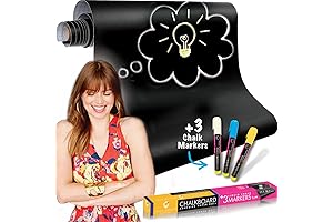 Chalk Board Contact Paper Self Adhesive - Reusable Chalkboard Paper roll with...