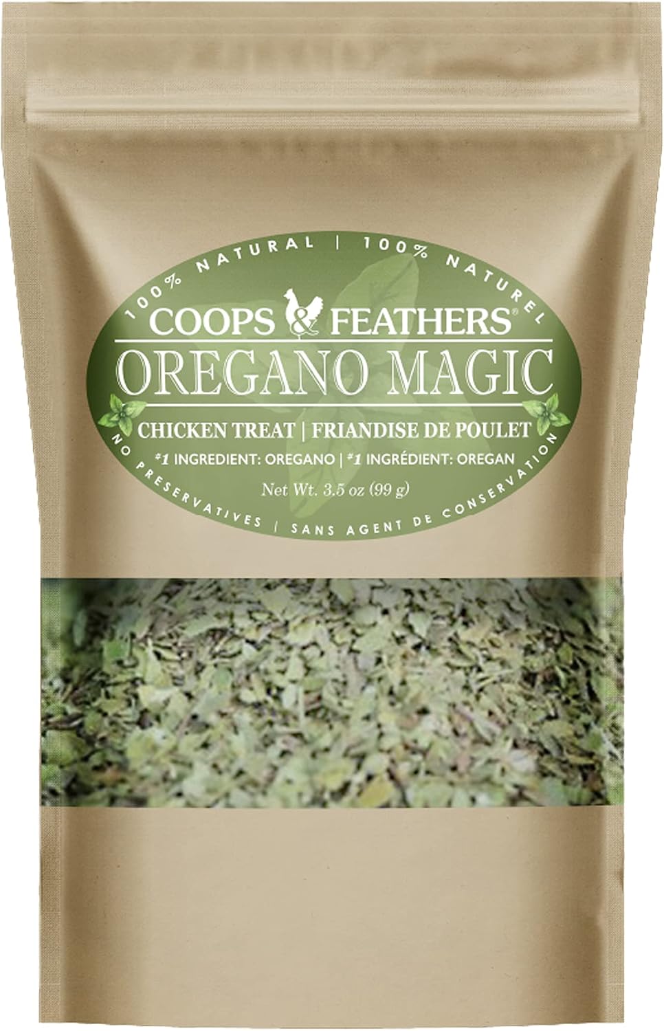 Coops & Feathers: Oregano Magic 3.5 oz - Organic Chicken Feed Additive, Chicken Treats and Duck Food - Pure Dried Oregano with No…
