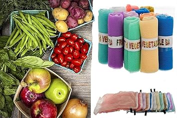 ORGANIZE Pack of Reusable Mesh Fridge Storage Bags For Fruits and Vegetables | Multi-purpose Eco-friendly Kitchen Storage Bags (Multicolor) (15)