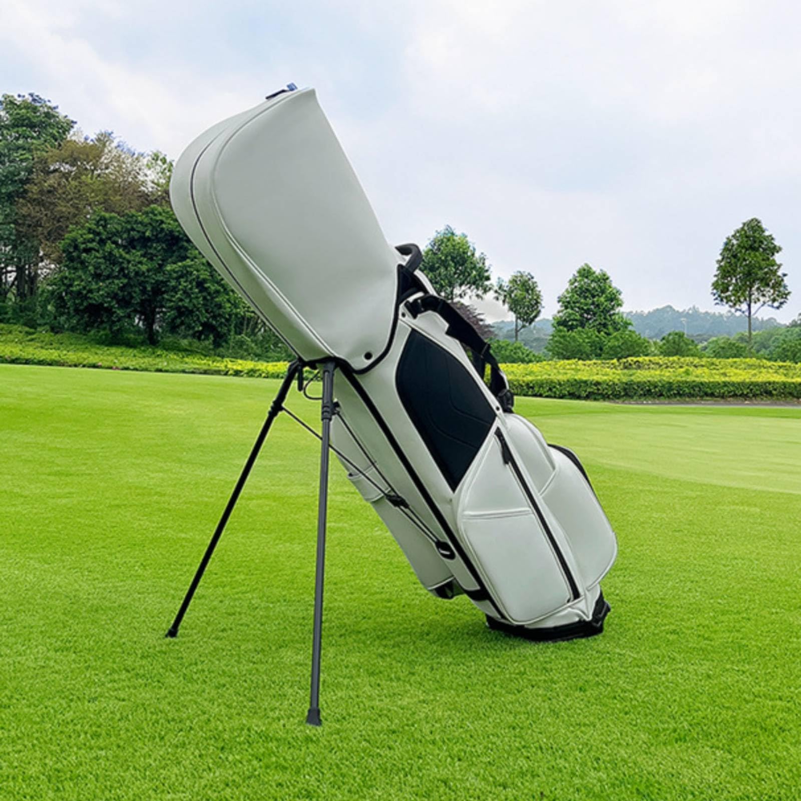 Golf Standbag viel Stauraum Standbag stabil Tragetasche mit Standbeinen für Golfer, Golfspieler, Golfplatz, Driving Range, Freizeitbeschäftigung, Weiß