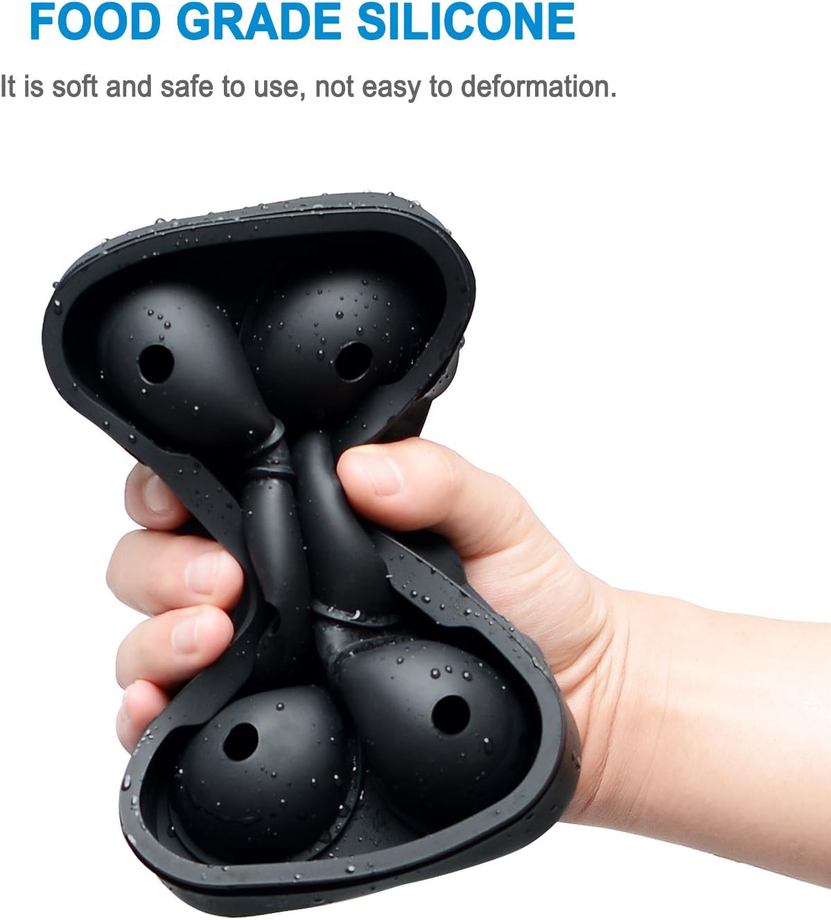 Ice Cube Trays, Sphere Ice Cube Molds Set of 2, Silicone Ice Ball Maker with Lid & Large Square Molds for Whiskey and Cocktails or Homemade, Black (Medium, Dark Black)