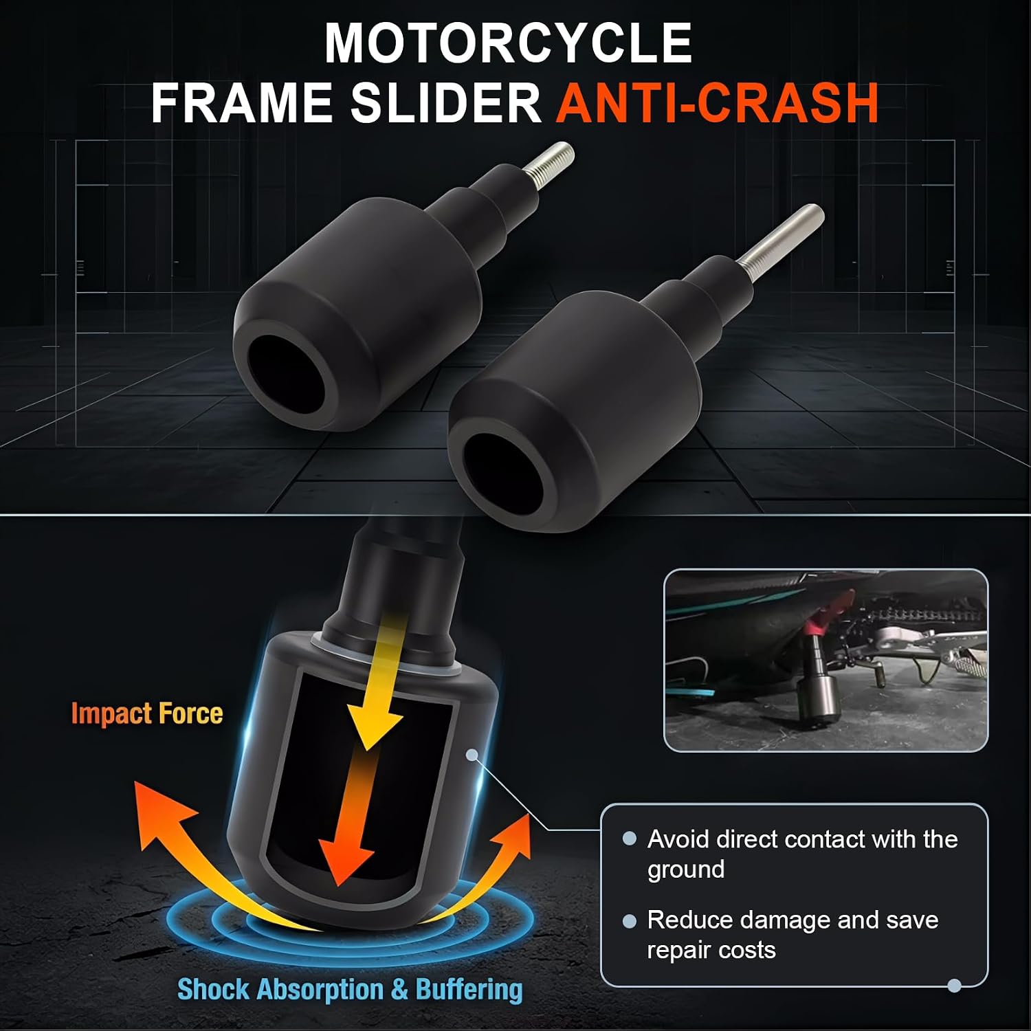 Aluminum Anti-Crash Motorcycle Frame Sliders Compatible with CFMOTO 675SS 675SR 675SR-R,Crash Bar Engine Anti-Crash Protector