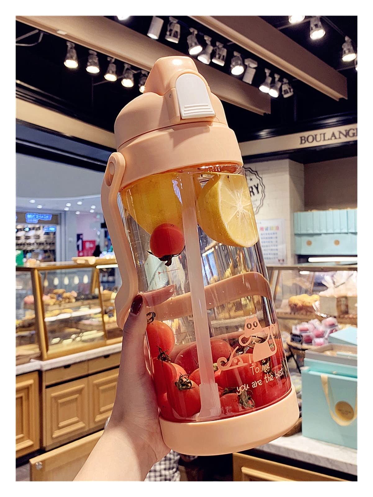 MRKU Bouteilles d'eau Portables en Plastique de Grande capacité de 2 000 ML (2 L) pour Filles, sans BPA, pour Le Sport en Plein air, Le Camping, la Salle de Sport