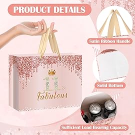 Yoirrat Rose Gold 11 & Fabulous 11th Birthday Gift Bag for Girls Large Pink Happy 11th Birthday Gift Bag with Wrapping Paper and Card for Eleventh 11 Years Old Bday Decorations Party Supplies