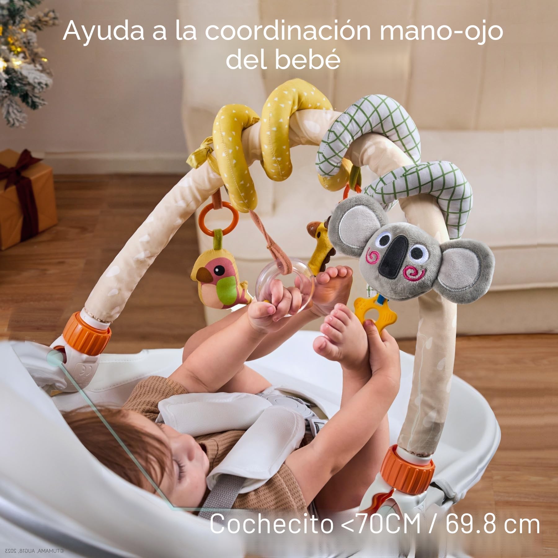 TUMAMA 2-in-1 Arco y Juguetes Espiral Carro Bebes 0 3 4 6 Meses, Juguete Hamaca Actividades Bebe Para Cochecito Carrito Cuna, Arco Juegos Tener Colgantes Sonajero y Mordedor Para Recien Nacido Regalos